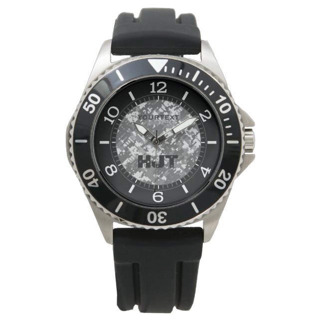Reloj De Pulsera Gris Carbón Urbano Camuflaje Digital Personalizado (Anverso)