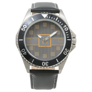 Reloj De Pulsera Gris con Naranja Pinstripes Watch