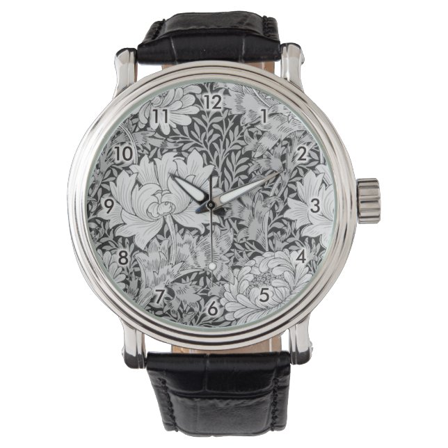 Reloj De Pulsera Gris crisantemo, William Morris (Anverso)
