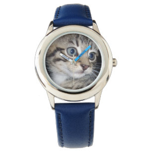 Reloj De Pulsera Gris Gris Azul Oído Fluffy Kitten,