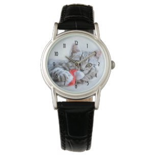 Reloj De Pulsera Gris lindo Navidades gatos Gorras Navidad