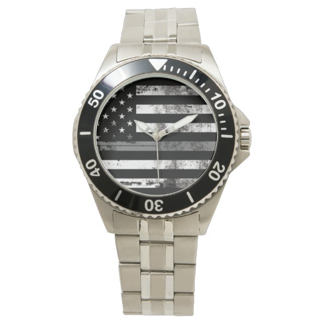 Reloj De Pulsera Gris Line Flag Correctional Officer Men's Watch (Anverso)