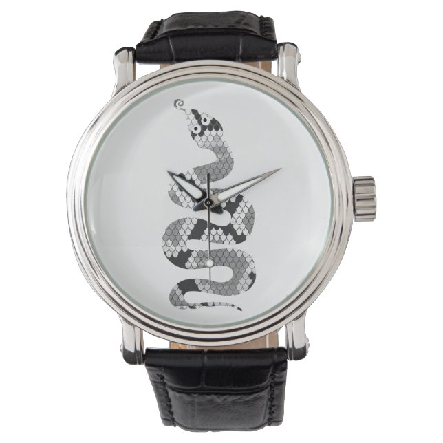 Reloj De Pulsera Gris Serpiente y Silueta Gris Claro (Anverso)