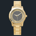 Reloj De Pulsera Gris y plata metálica 50 Aniversario del boda<br><div class="desc">Imagen de textura gris plateada metálica con fondo gris oscuro,  texto de personalizable para 50 aniversario boda. Imágenes de diamantes de corazón blanco y dorado como acento de diseño. Perfecto regalo para el aniversario del boda de oro de una pareja.</div>