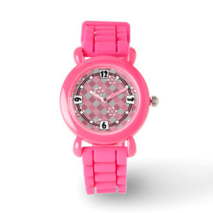 Reloj De Pulsera Gris y rosa graso con flores de camomila