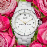 Reloj De Pulsera Groom and bride wedding keepsake newlyweds<br><div class="desc">Couple’s Names with Initials & Wedding Date – A Timeless Keepsake Celebrate love with this Personalized Couple’s Names Watch, a beautifully crafted custom timepiece designed to commemorate special moments. Featuring your custom names, initials, and wedding date, this elegant watch is a sentimental keepsake for weddings, anniversaries, or romantic occasions. With...</div>