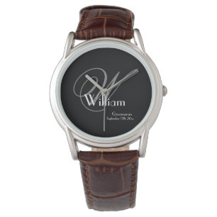 Reloj De Pulsera Groomsman Gift elegante monograma clásico y nombre
