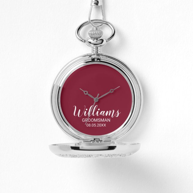 Reloj De Pulsera Groomsman personalizado con guión moderno (Anverso)