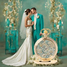 Reloj De Pulsera Groomsmen Gift Gold Pocket Watch Pearl Coast Elega