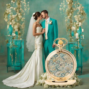 Reloj De Pulsera Groomsmen Gift Gold Pocket Watch Pearl Coast Elega