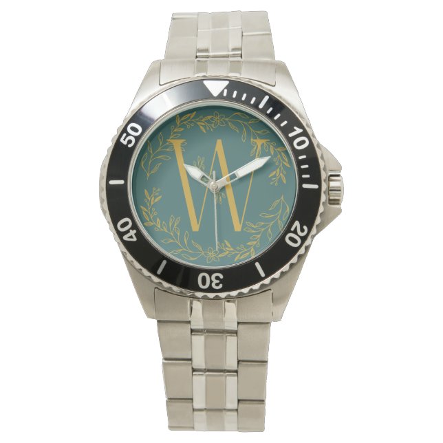Reloj De Pulsera Groomsmen monogramado de color actual caribeño (Anverso)