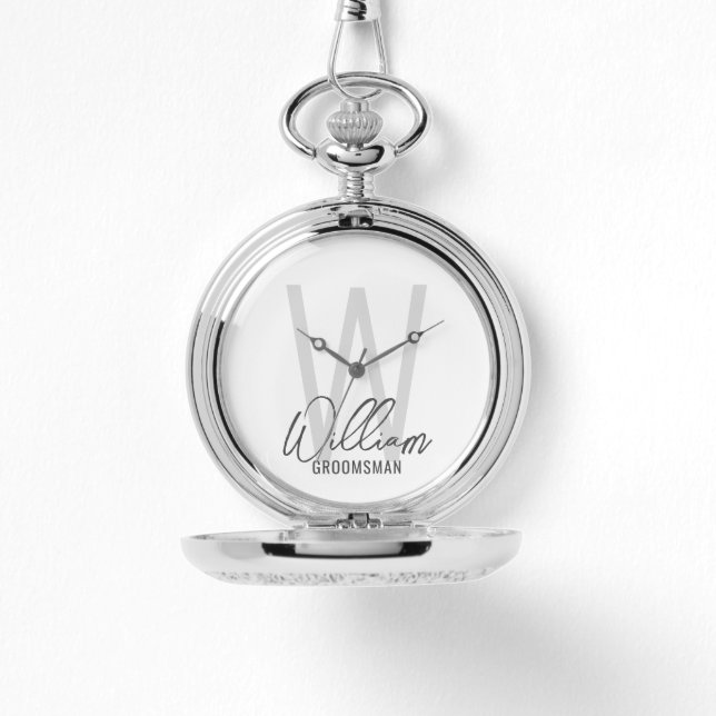 Reloj De Pulsera Groomsmen personalizado de escritura moderna (Anverso)