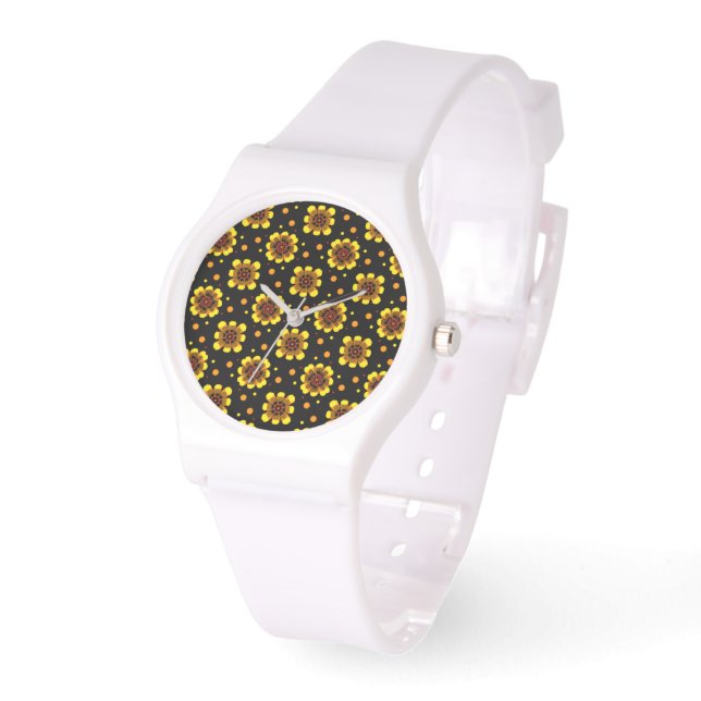 Reloj De Pulsera Groovy 70s Daisy Flower Power Pattern (Ángulo)