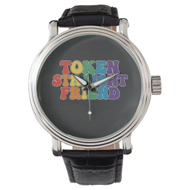 Reloj De Pulsera Groovy LGBT Pride Token Straight Friend (Anverso)