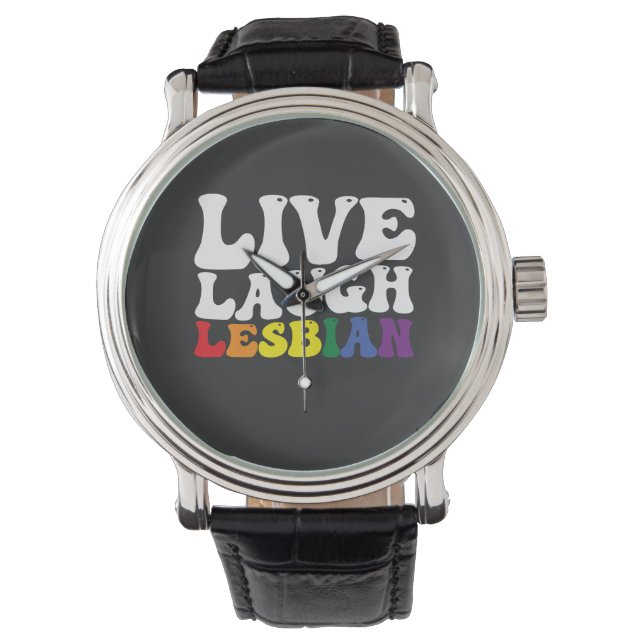 Reloj De Pulsera Groovy Live Laude Orgullo LGBT Lesbiana (Anverso)