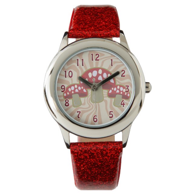 Reloj De Pulsera Groovy Red Mushrooms (Anverso)