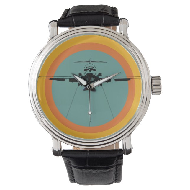 Reloj De Pulsera Groovy Retro Airliner Jet (Anverso)