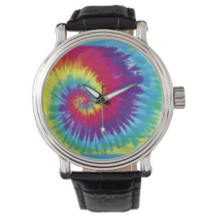 Reloj De Pulsera Groovy Tie Dye Leather Watch