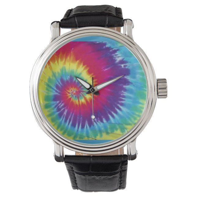 Reloj De Pulsera Groovy Tie Dye Leather Watch (Anverso)