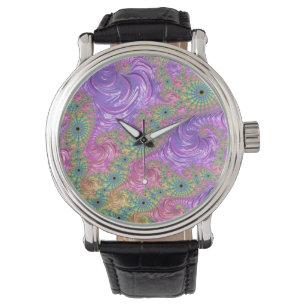 Reloj De Pulsera Groovy Trippy Boho Jewel Tone Rainbow Fractal