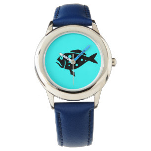 Reloj De Pulsera Grouper de Ocean Glow_Black-on-Aqua