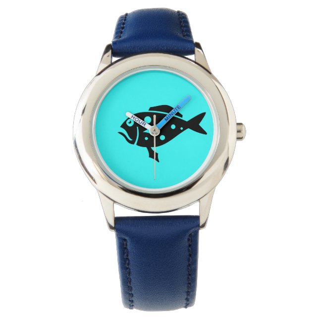 Reloj De Pulsera Grouper de Ocean Glow_Black-on-Aqua (Anverso)