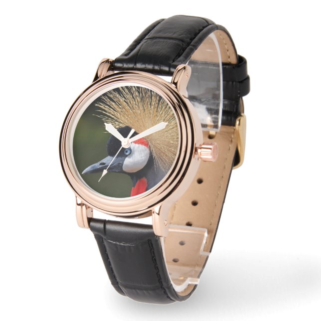 Reloj De Pulsera Grúa coronada de negro (Ángulo)