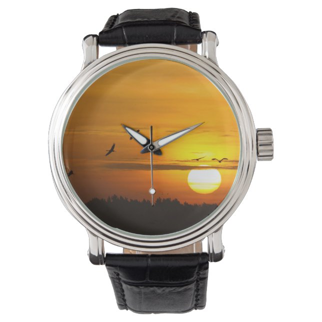 Reloj De Pulsera Grullas al amanecer (Anverso)