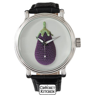 Reloj De Pulsera Grunar Purple Modern Minimal Crochet Eggplant