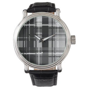 Reloj De Pulsera Grunde Blanco Negro Flannel Tartán Diseño