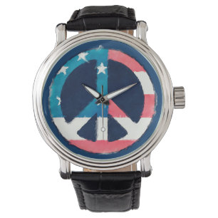 Reloj De Pulsera Grunge americano del signo de la paz
