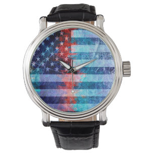 Reloj De Pulsera Grunge de la bandera estadounidense