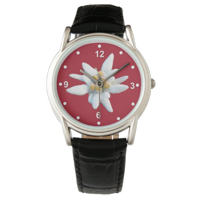 Reloj De Pulsera Guapa cola roja con el florecimiento de los edelwe (Anverso)