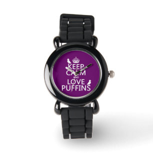 Reloj De Pulsera Guarde la calma y ame los frailecillos (cualquier