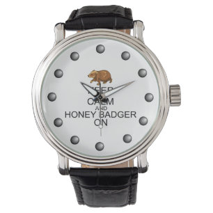 Reloj De Pulsera Guarde la calma y el tejón de miel encendido