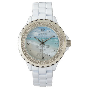 Reloj De Pulsera Guarde la calma y piense en la playa