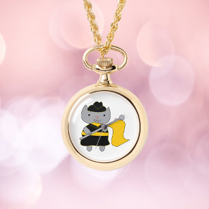 Reloj De Pulsera Guardia de Color Gato Gris Negro y Amarillo
