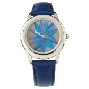 Reloj De Pulsera Guardia del niño de flor azul