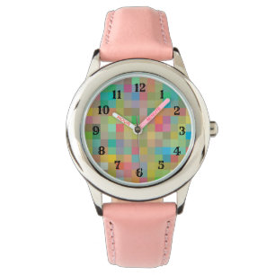 Reloj De Pulsera Guardia para niños de banda rosa Pixel