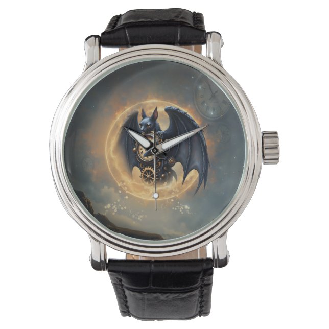 Reloj De Pulsera Guardián de la luna – Murciélago steampunk (Anverso)