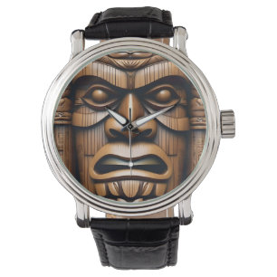 Reloj De Pulsera Guardianes antiguos: Arte de Madera Tiki