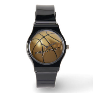 Reloj De Pulsera Guay Basketball Watch Gold y Black Name