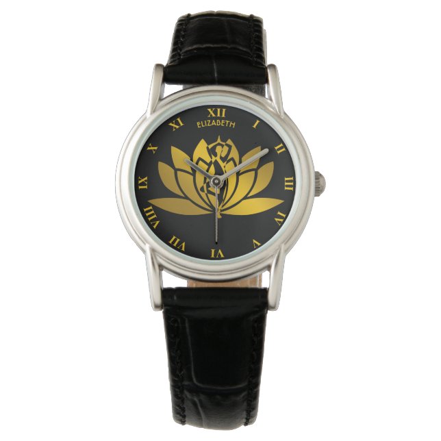 Reloj De Pulsera Guay de meditación de yoga de flores Golden Lotus (Anverso)