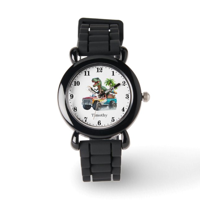 Reloj De Pulsera Guay Dinosaur Truck agregar nombre (Anverso)