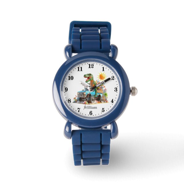 Reloj De Pulsera Guay Dinosaur Truck agregar nombre (Anverso)