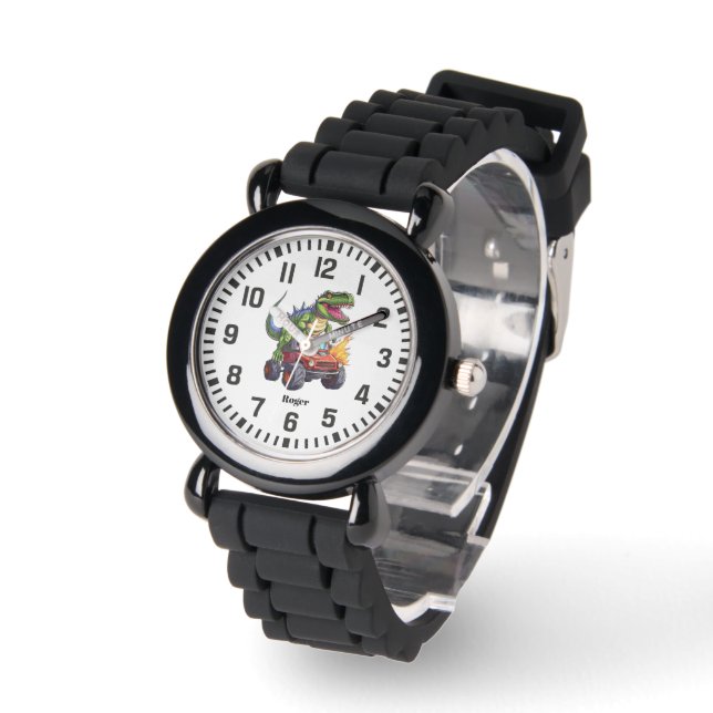 Reloj De Pulsera Guay Nombre personalizado Dinosaur Riding Monster  (Ángulo)