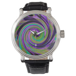 Reloj De Pulsera Guay Retro Purple and Chartreuse Liquid Art Swirl