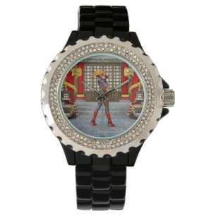 Reloj De Pulsera Guerrera asiática doncella fantasía samurái obra d