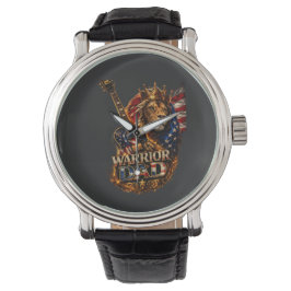 Reloj De Pulsera Guerrero Papá León Bandera Americana Guitarra