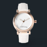 Reloj De Pulsera Guión blanco | Elegante Monograma Minimalista mode<br><div class="desc">Un diseño sencillo y elegante de monograma personalizado en un estilo casual escrito a mano en blanco y negro monocromo. El monograma puede ser fácilmente personalizado para hacer un diseño tan único como usted! El regalo o accesorio perfecto para cualquier ocasión.</div>